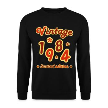 Vintage 1984 Birthday Funny Retro Numbers - Unisex Sweatshirt - black - Front - Alina (178cm) & Michal (187cm)