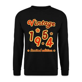 Vintage 1954 Birthday Funny Retro Numbers - Unisex Sweatshirt - black - Front - Alina (178cm) & Michal (187cm)