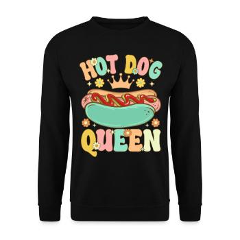 Groovy Funny Hotdog Girl - Unisex Pullover - Schwarz - Vorne - Alina (178cm) & Michal (187cm)