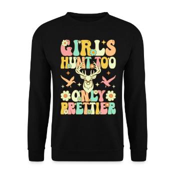 Fille De Chasse Femme Chasseur - Sweat-shirt Unisexe - noir - Devant - Alina (178cm) & Michal (187cm)