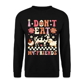 Groovy Vegan Pflanzenbasierte Ernährung Veganismus - Unisex Pullover - Schwarz - Vorne - Alina (178cm) & Michal (187cm)