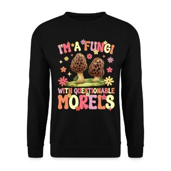 Groovy Pilzjagd - Unisex Pullover - Schwarz - Vorne - Alina (178cm) & Michal (187cm)