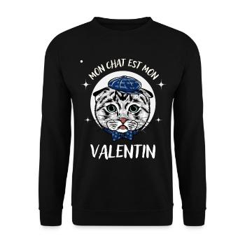 Mon Chat est mon Valentin - Sweat-shirt Unisexe - noir - Devant - Alina (178cm) & Michal (187cm)