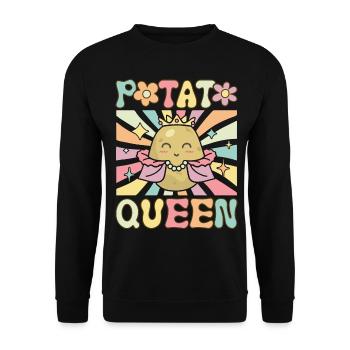 Groovy Female Potato Lover - Unisex Sweatshirt - black - Front - Alina (178cm) & Michal (187cm)