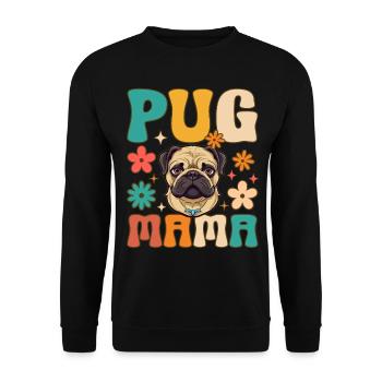 Groovy Pug Mom Weiblicher Hundeliebhaber - Unisex Pullover - Schwarz - Vorne - Alina (178cm) & Michal (187cm)