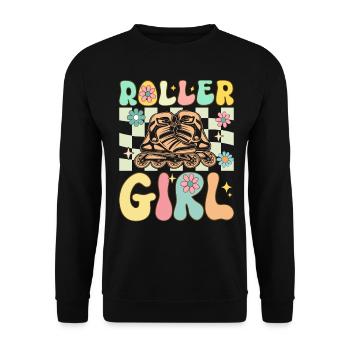 Groovy Roller Skating Girl Weibliche Rollschuhläuf - Unisex Pullover - Schwarz - Vorne - Alina (178cm) & Michal (187cm)