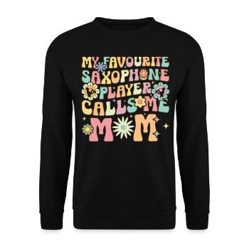Saxophonist Mama - Unisex Pullover - Schwarz - Vorne - Alina (178cm) & Michal (187cm)