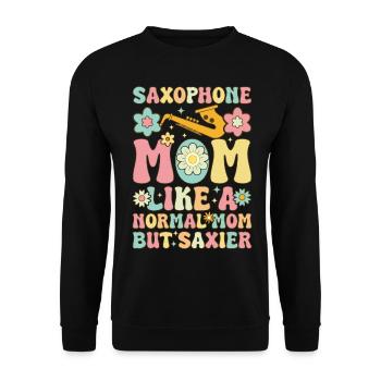 Groovy Saxophonistin - Unisex Pullover - Schwarz - Vorne - Alina (178cm) & Michal (187cm)