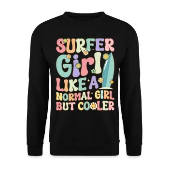 Surfing Girl Female Surfer - Unisex Sweatshirt - black - Front - Alina (178cm) & Michal (187cm)