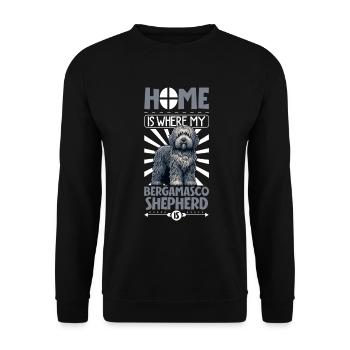 Zuhause - Bergamasker Hirtenhund - Unisex Pullover - Schwarz - Vorne - Alina (178cm) & Michal (187cm)