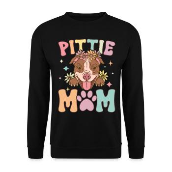 Groovy Pitbull Mom Female Dog Lover - Unisex Sweatshirt - black - Front - Alina (178cm) & Michal (187cm)