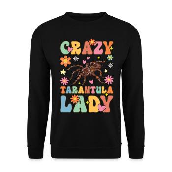 Groovy Weibchen Tarantula Lover Spinne - Unisex Pullover - Schwarz - Vorne - Alina (178cm) & Michal (187cm)