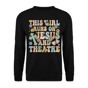 Theater Drama Spiel Theater Mädchen - Unisex Pullover - Schwarz - Vorne - Alina (178cm) & Michal (187cm)