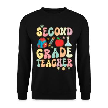 Groovy Elementary School Teacher - Unisex Sweatshirt - black - Front - Alina (178cm) & Michal (187cm)