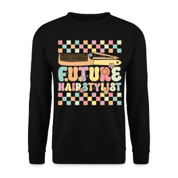 Groovy Friseur - Unisex Pullover - Schwarz - Vorne - Alina (178cm) & Michal (187cm)