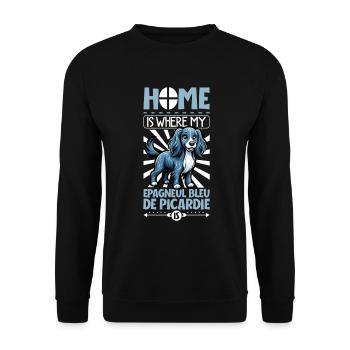 Zuhause - Epagneul Bleu de Picardie - Unisex Pullover - Schwarz - Vorne - Alina (178cm) & Michal (187cm)