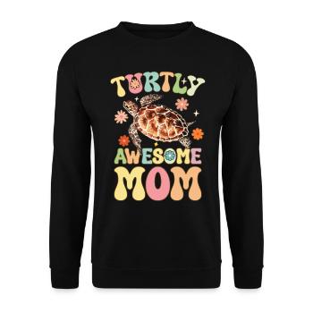 Groovy Turtle Lover Mom - Unisex Sweatshirt - black - Front - Alina (178cm) & Michal (187cm)