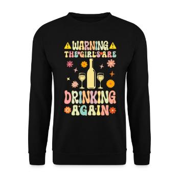Groovy Wine Drinking - Unisex Sweatshirt - black - Front - Alina (178cm) & Michal (187cm)