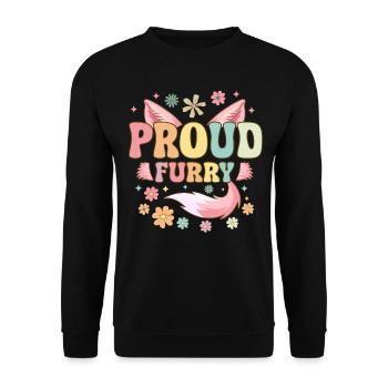 Groovy Furry Fandom Fursuit Fox - Unisex Sweatshirt - black - Front - Alina (178cm) & Michal (187cm)
