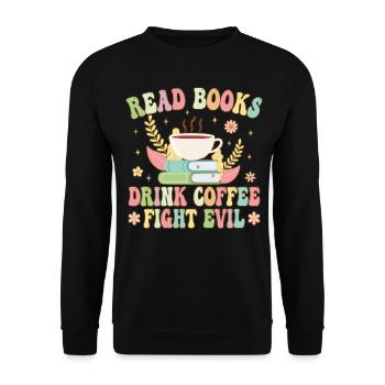 Groovy Book Reader - Unisex Sweatshirt - black - Front - Alina (178cm) & Michal (187cm)