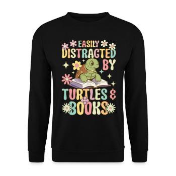 Groovy Sea Turtle - Unisex Sweatshirt - black - Front - Alina (178cm) & Michal (187cm)