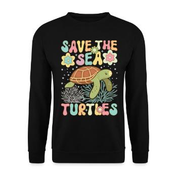 Amoureux des tortues groovy - Sweat-shirt Unisexe - noir - Devant - Alina (178cm) & Michal (187cm)