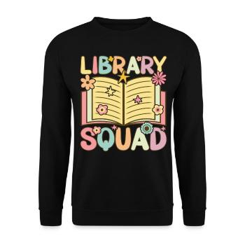 Groovy Book Reader Librarian - Unisex Sweatshirt - black - Front - Alina (178cm) & Michal (187cm)