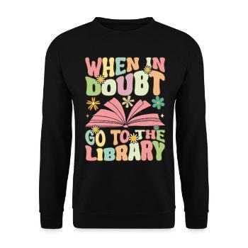 Groovy Book Reader Librarian - Unisex Sweatshirt - black - Front - Alina (178cm) & Michal (187cm)