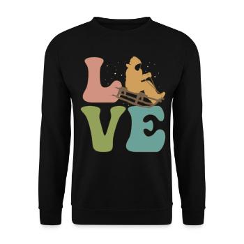 LOVE Schlittenfahrt Schlitten - Unisex Pullover - Schwarz - Vorne - Alina (178cm) & Michal (187cm)