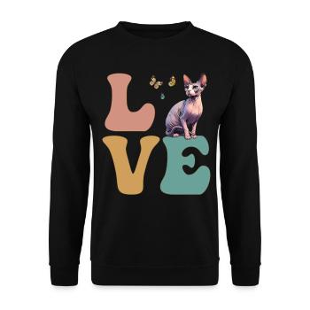 DEAR Sphynx Cat - Unisex Sweatshirt - black - Front - Alina (178cm) & Michal (187cm)