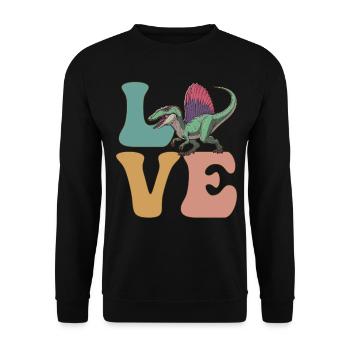 LIEBE Spinosaurus Dinosaurier - Unisex Pullover - Schwarz - Vorne - Alina (178cm) & Michal (187cm)