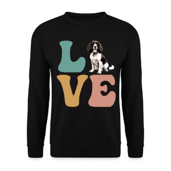 LIEBE Springer Spaniel Hund - Unisex Pullover - Schwarz - Vorne - Alina (178cm) & Michal (187cm)