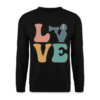 LOVE Stage Manager Musical Theater Stage Crew - Unisex Sweatshirt - black - Front - Alina (178cm) & Michal (187cm)