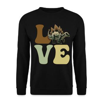 LIEBE Stegosaurus Dinosaurier - Unisex Pullover - Schwarz - Vorne - Alina (178cm) & Michal (187cm)