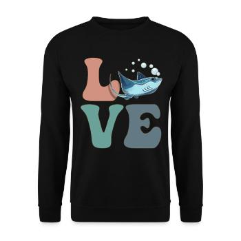 LIEBE Stachelrochen Mantarochen - Unisex Pullover - Schwarz - Vorne - Alina (178cm) & Michal (187cm)