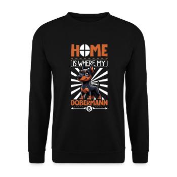 Home - Doberman - Unisex Sweatshirt - black - Front - Alina (178cm) & Michal (187cm)