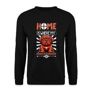 Zuhause - Bordeauxdogge - Unisex Pullover - Schwarz - Vorne - Alina (178cm) & Michal (187cm)
