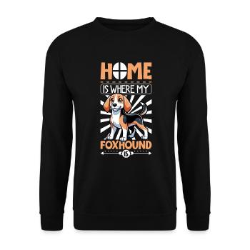 Zuhause - English Foxhound - Unisex Pullover - Schwarz - Vorne - Alina (178cm) & Michal (187cm)