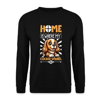 Zuhause - English Cocker Spaniel - Unisex Pullover - Schwarz - Vorne - Alina (178cm) & Michal (187cm)