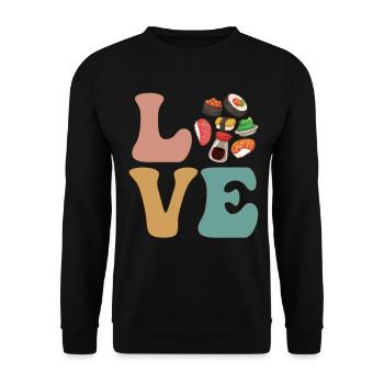 LOVE Sushi Japanisches Essen - Unisex Pullover - Schwarz - Vorne - Alina (178cm) & Michal (187cm)