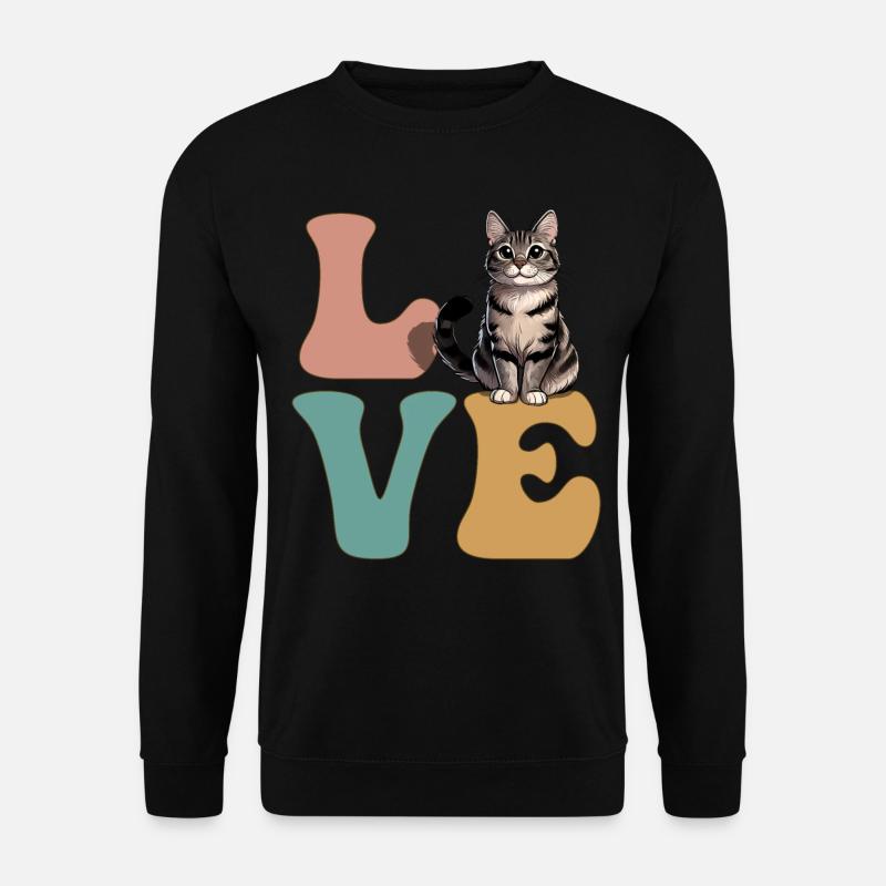 LIEBE Tabby Katze Orange Katze - Unisex Pullover - Schwarz
