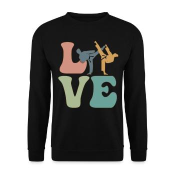 LOVE Taekwondo Karate Kampfsport - Unisex Pullover - Schwarz - Vorne - Alina (178cm) & Michal (187cm)