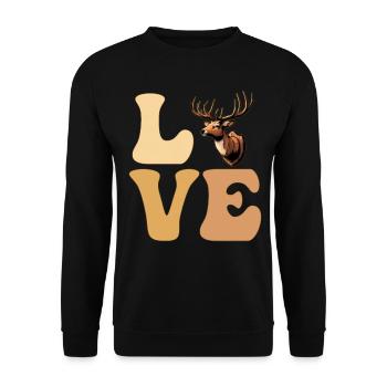 LOVE Taxidermist Taxidermie Hirschjagd - Unisex Pullover - Schwarz - Vorne - Alina (178cm) & Michal (187cm)