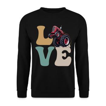 LOVE Tractor Pulling Tractor Driver Farmer Farming - Unisex Sweatshirt - black - Front - Alina (178cm) & Michal (187cm)