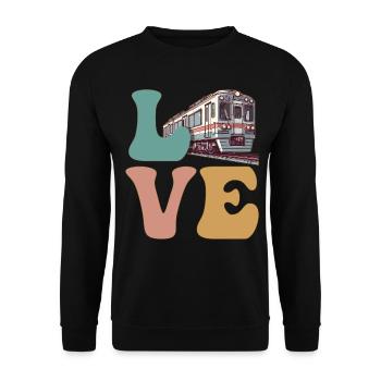 LOVE Train Trainspotter Trainspotting Model Railway - Unisex Sweatshirt - black - Front - Alina (178cm) & Michal (187cm)