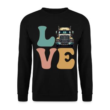 LOVE Trucker Truck Driver - Unisex Sweatshirt - black - Front - Alina (178cm) & Michal (187cm)