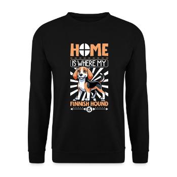 Zuhause - Finnischer Laufhund - Unisex Pullover - Schwarz - Vorne - Alina (178cm) & Michal (187cm)