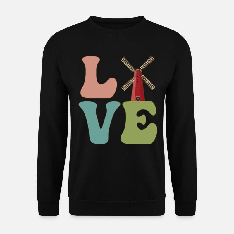LOVE Windkraftwerk Windkraft - Unisex Pullover - Schwarz