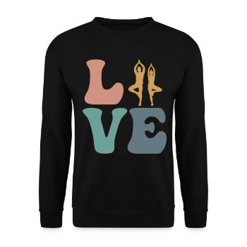 LOVE Yoga Yogi - Unisex Sweatshirt - black - Front - Alina (178cm) & Michal (187cm)