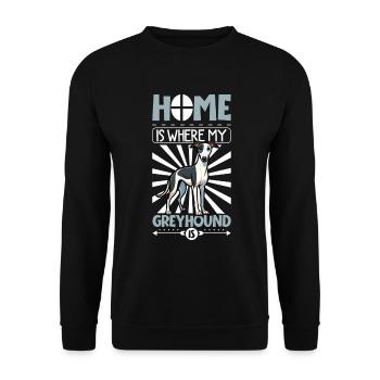 Zuhause - Greyhound - Unisex Pullover - Schwarz - Vorne - Alina (178cm) & Michal (187cm)